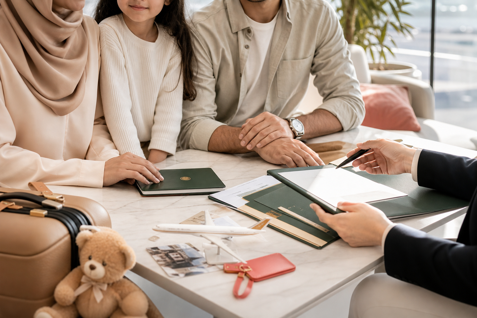 Family travel documents for airline ticket booking